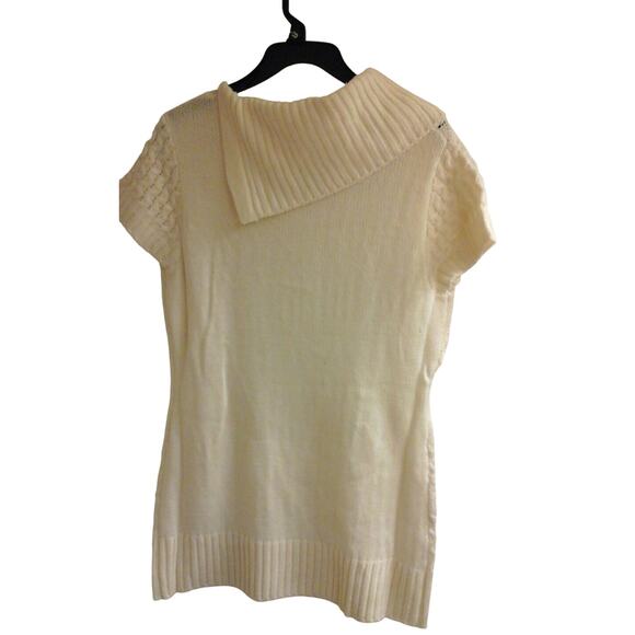 Y2K No Boundaries sweater, junior girls sz 11-13, short sleeve, Ivory, High Neck - Picture 2 of 4